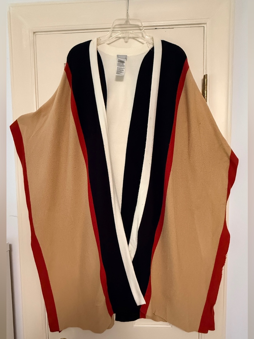 Chico’s Colorblock Ruana / Open-Front Poncho – Size L/XL